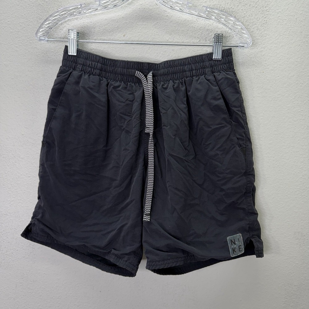 Nike Men's Black Solid Icon 7" Volley & Swim Shorts Size Small Beach Trunks